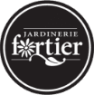 Circular black logo with the word 'JARDINERIE' and a white plant illustration inside a black circle.