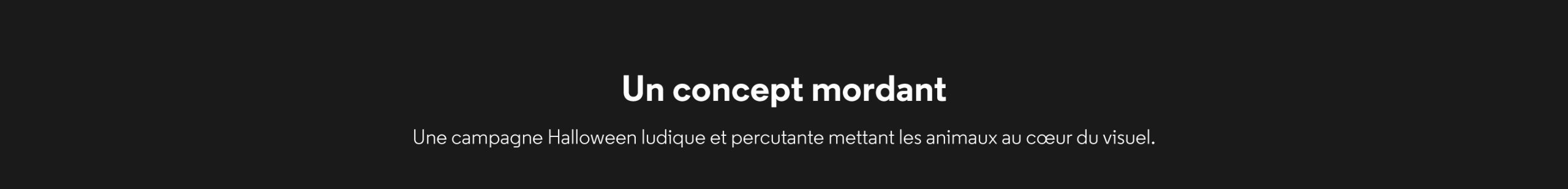 « Un concept mordant » — « Une campagne Halloween ludique et percutante mettant les animaux au cœur du visuel. »